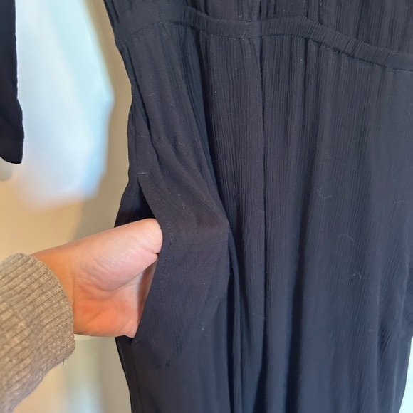 J Jill black handkerchief, midi, long sleeve button-down V-neck dress - Picture 4 of 7